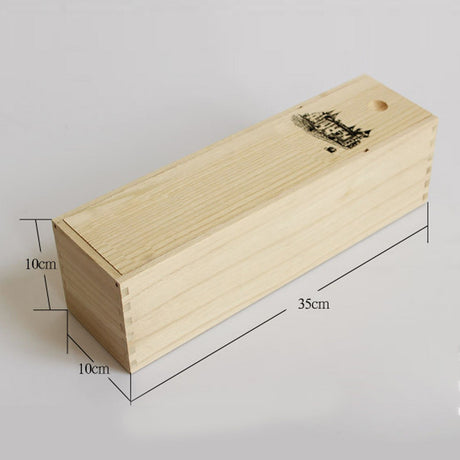Single Bottle Wooden Wine Box with Lid Decorative Wood Grain Reusable Wine Storage Box