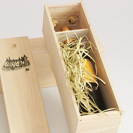 Single Bottle Wooden Wine Box with Lid Decorative Wood Grain Reusable Wine Storage Box