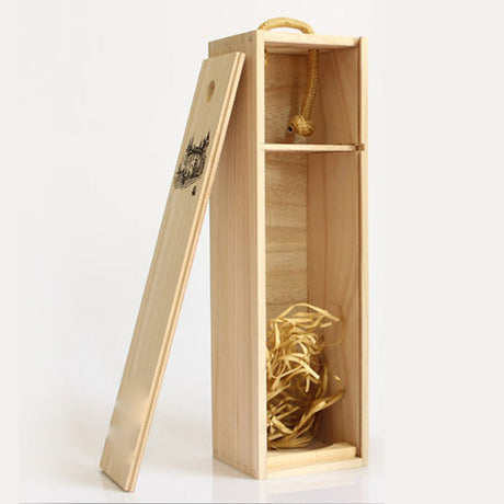 Single Bottle Wooden Wine Box with Lid Decorative Wood Grain Reusable Wine Storage Box