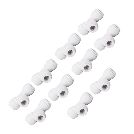 10PCS Push to Connect Fittings 8mm 5/16 Tee Coupling Quick Connector Plastic Tight Sealing Tube Fittings Home Beer Brewing Parts