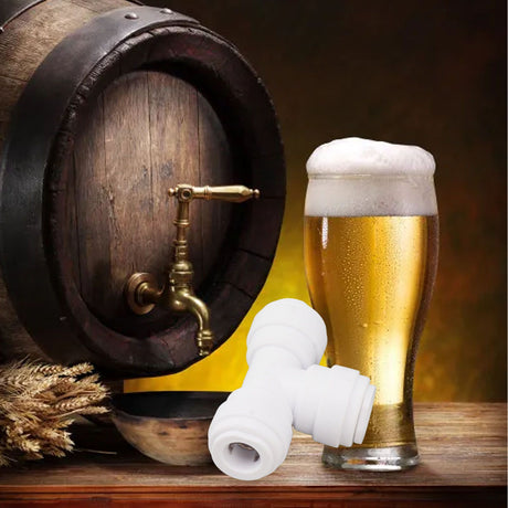 10PCS Push to Connect Fittings 8mm 5/16 Tee Coupling Quick Connector Plastic Tight Sealing Tube Fittings Home Beer Brewing Parts
