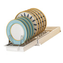 Pull Out Cabinet Organizer Stainless Steel Multifunctional Slide Out Shelves for Plates Kitchen Cupboard White