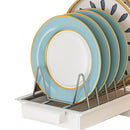 Pull Out Cabinet Organizer Stainless Steel Multifunctional Slide Out Shelves for Plates Kitchen Cupboard White