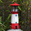 Solar Powered Lighthouse Environmentally Friendly Energy Saving Solar Lighthouse with Rotating Beacon for Garden Decor Red