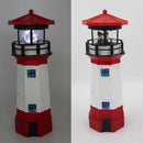 Solar Powered Lighthouse Environmentally Friendly Energy Saving Solar Lighthouse with Rotating Beacon for Garden Decor Red
