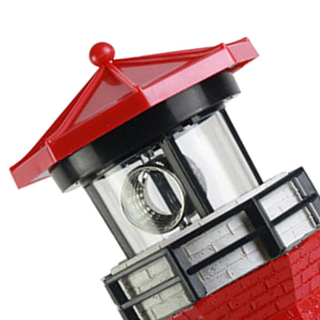 Solar Powered Lighthouse Environmentally Friendly Energy Saving Solar Lighthouse with Rotating Beacon for Garden Decor Red