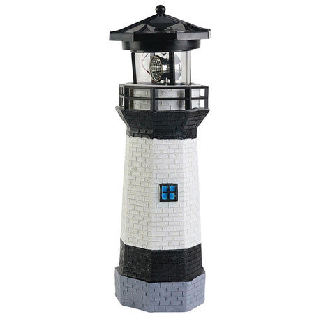 Solar Powered Lighthouse Environmentally Friendly Energy Saving Solar Lighthouse with Rotating Beacon for Garden Decor Black