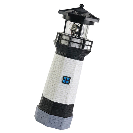 Solar Powered Lighthouse Environmentally Friendly Energy Saving Solar Lighthouse with Rotating Beacon for Garden Decor Black