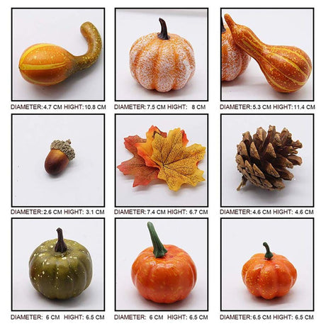 50pcs Halloween Decor Props Artificial Mini Pumpkin Berries Maple Leaf DIY Craft for Halloween Party Decoration