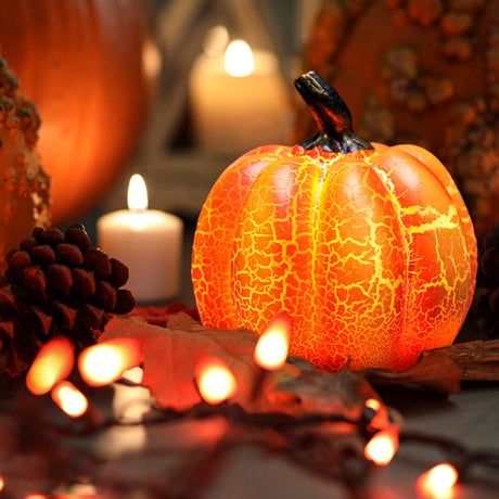 LED Halloween Pumpkin Lantern Resin Pumpkin Lamp Multiple Shapes Halloween Dress Up Props