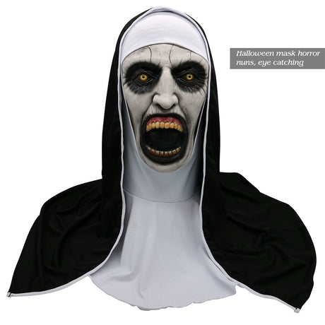 Halloween Nun Horror Mask Cosplay Scary Latex Masks With Headscarf Full Face Helmet Halloween Party Props