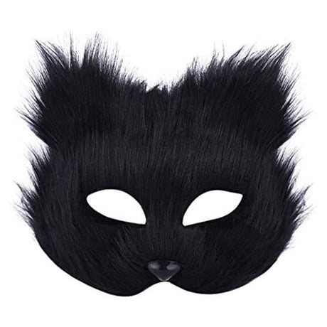 Halloween Fluffy Mask Masquerade Halloween Mask Props Animal Half Face Mask for Men and Women