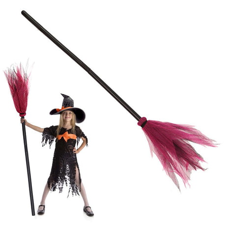 Halloween Witch Broom Plastic Broom Props for Costume Party Halloween Decoration