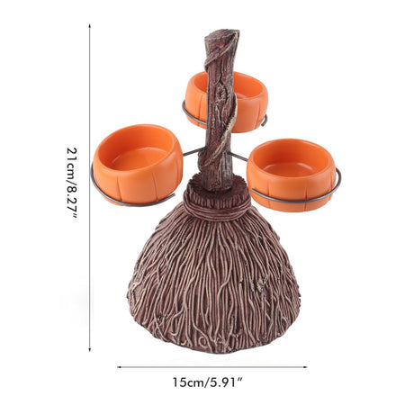 Halloween Resin Pumpkin Bowls On Broom for Serving Snacks Salad Fruit Halloween Party Supplies Decorations