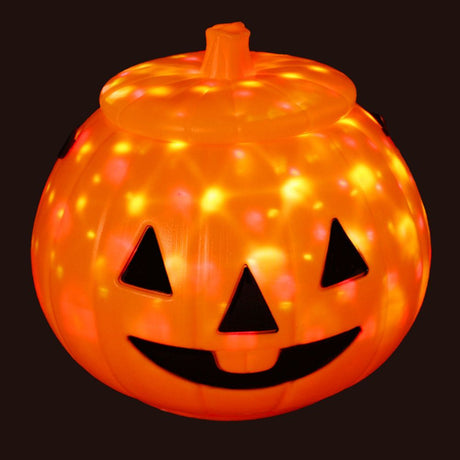 Halloween Pumpkin Bucket with LED Lights Sound Pumpkin Basket with Handle Halloween Candy Bucket Party Decor