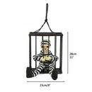 Halloween Scary Screaming Animated Skeleton Cage Prisoner with Light Up Eyes Haunted House Props Halloween Party Decorations