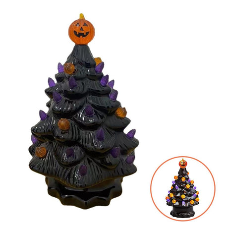Lighted Ceramic Halloween Tree Tabletop Halloween Decoration Halloween Tree Pumpkin Light