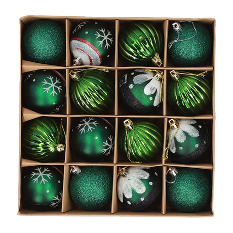 Xmas Ball Set 16 Pcs PVC Exquisite Festive Xmas Tree Hanging Balls for Home Store Mall Blackish Green