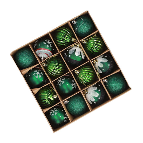 Xmas Ball Set 16 Pcs PVC Exquisite Festive Xmas Tree Hanging Balls for Home Store Mall Blackish Green
