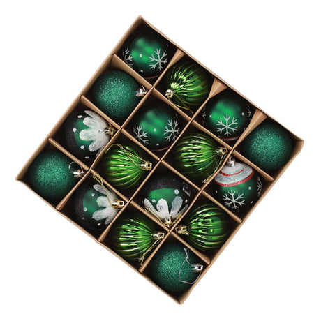 Xmas Ball Set 16 Pcs PVC Exquisite Festive Xmas Tree Hanging Balls for Home Store Mall Blackish Green