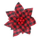 Plaid Poinsettias Xmas Tree Ornaments Artificial Xmas Flowers Poinsettia for Xmas Tree Garland Wedding Party Holiday Decoration Red Black