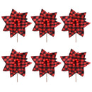 Plaid Poinsettias Xmas Tree Ornaments Artificial Xmas Flowers Poinsettia for Xmas Tree Garland Wedding Party Holiday Decoration Red Black