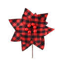 Plaid Poinsettias Xmas Tree Ornaments Artificial Xmas Flowers Poinsettia for Xmas Tree Garland Wedding Party Holiday Decoration Red Black