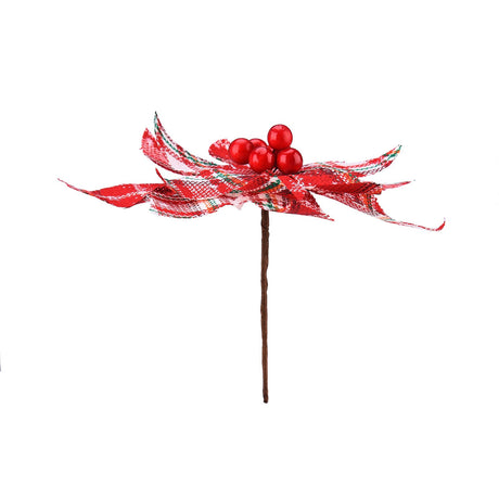 Plaid Poinsettias Xmas Tree Ornaments Artificial Xmas Flowers Poinsettia for Xmas Tree Garland Wedding Party Holiday Decoration Striped Red