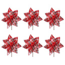 Plaid Poinsettias Xmas Tree Ornaments Artificial Xmas Flowers Poinsettia for Xmas Tree Garland Wedding Party Holiday Decoration Striped Red