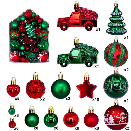 72 Pcs Xmas Tree Ornaments Shatterproof Hanging Xmas Ball Ornaments Set for Tree Wreath