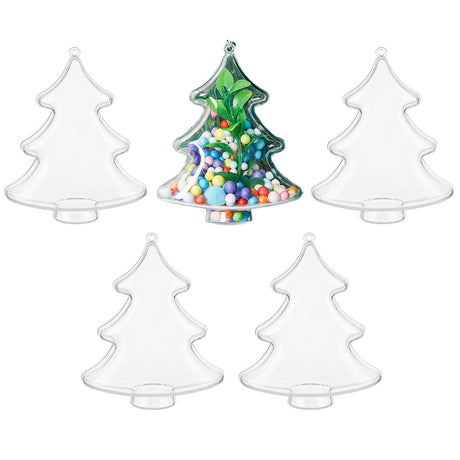 5pcs Clear Plastic Fillable Ornament Ball Xmas Hanging Balls Decorations for Holiday Xmas Tree Shaped