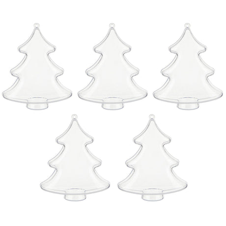 5pcs Clear Plastic Fillable Ornament Ball Xmas Hanging Balls Decorations for Holiday Xmas Tree Shaped