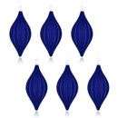 6pcs Xmas Balls Blue Cone Shaped Flocked Plastic Xmas Tree Hanging Ornaments for Holiday Decoration