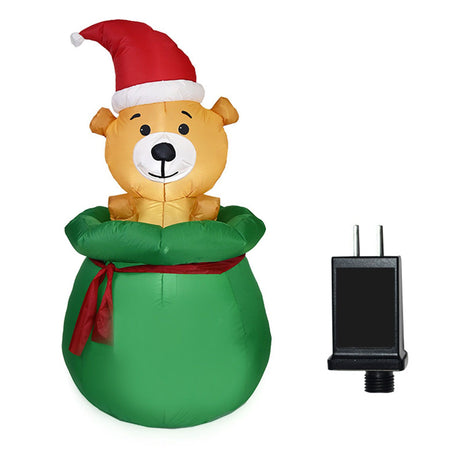 Xmas Inflatable Bear Decoration Outdoor Yard Garden LED Light Luminous Air Model