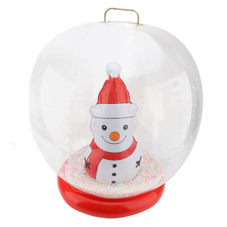 Xmas Inflatable Ornament Ball 23.6 Inch PVC LED Light Up Xmas Snowmen Blow Up Ball Outdoor Decoration for Yard Garden Lawn Porch
