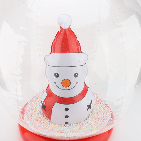 Xmas Inflatable Ornament Ball 23.6 Inch PVC LED Light Up Xmas Snowmen Blow Up Ball Outdoor Decoration for Yard Garden Lawn Porch
