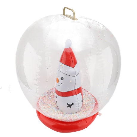 Xmas Inflatable Ornament Ball 23.6 Inch PVC LED Light Up Xmas Snowmen Blow Up Ball Outdoor Decoration for Yard Garden Lawn Porch