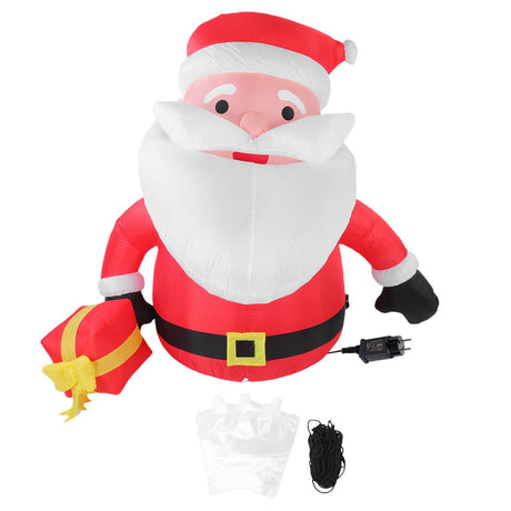 5.9FT Inflatable Father Xmas with Gift Box 190T Polyester IP44 Water Proof LED Lighted Blow Up Xmas Yard Decor for Home Outdoor Party EU Plug 220 to 240V