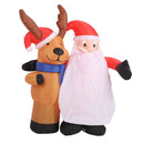 1.6m Xmas Inflatable Old Men and Deer Model Inflatable Santa and Reindeer LED Lights Outdoor Inflatable Props Toy for Yard Garden Decor EU Plug 220‑240V