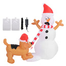 3.6ft Inflatable Snowman with Bite Dog White LED Lights Garden Yard Decorations IP44 Water Resistant Xmas Inflatable Snowman US Plug 100‑120V