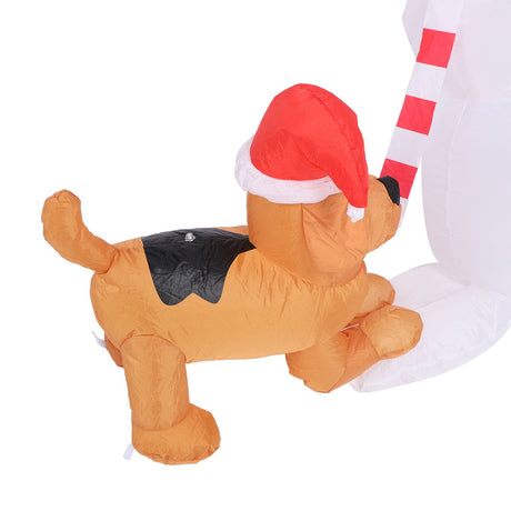 3.6ft Inflatable Snowman with Bite Dog White LED Lights Garden Yard Decorations IP44 Water Resistant Xmas Inflatable Snowman US Plug 100‑120V