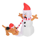 3.6ft Inflatable Snowman with Bite Dog White LED Lights Garden Yard Decorations IP44 Water Resistant Xmas Inflatable Snowman US Plug 100‑120V