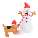 3.6ft Inflatable Snowman with Bite Dog White LED Lights Garden Yard Decorations IP44 Water Resistant Xmas Inflatable Snowman US Plug 100‑120V