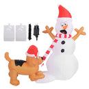 3.6ft Inflatable Snowman with Bite Dog White LED Lights Garden Yard Decorations IP44 Water Resistant Xmas Inflatable Snowman EU Plug 220‑240V