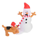3.6ft Inflatable Snowman with Bite Dog White LED Lights Garden Yard Decorations IP44 Water Resistant Xmas Inflatable Snowman EU Plug 220‑240V