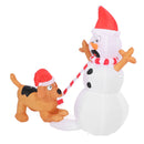 3.6ft Inflatable Snowman with Bite Dog White LED Lights Garden Yard Decorations IP44 Water Resistant Xmas Inflatable Snowman EU Plug 220‑240V