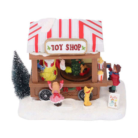 Xmas Music House Glowing Dining Car Music Box Desktop Decorative Ornament Tabletop Decor Xmas Tree