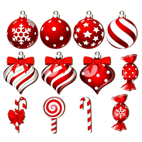 36Pcs Xmas Tree Ornament Plywood Enhanced Ambience Cute Look Xmas Tree Hanging Decoration for Home Indoor Outdoor