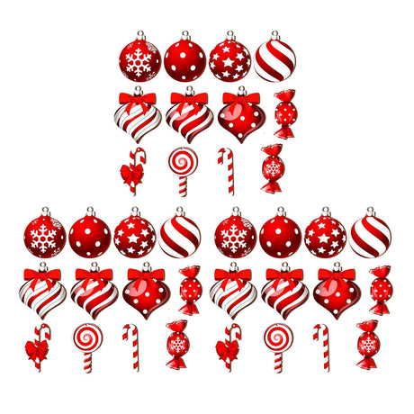 36Pcs Xmas Tree Ornament Plywood Enhanced Ambience Cute Look Xmas Tree Hanging Decoration for Home Indoor Outdoor