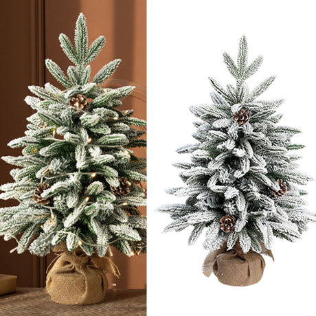 45cm Xmas Tree Snow Tree Snow Flocked Xmas Tree with Snow Cedar and Snowflakes Decorations for Office and Home